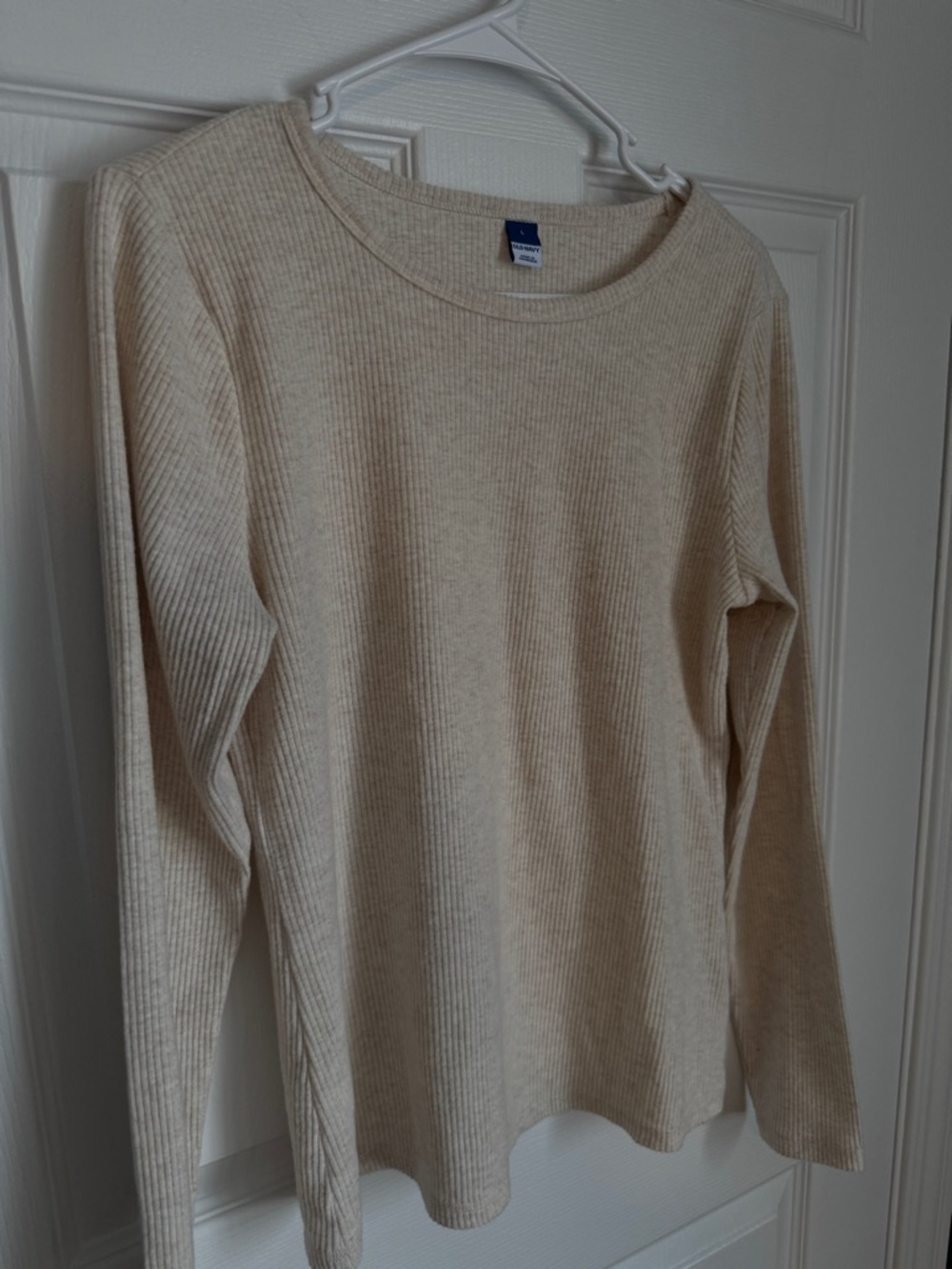 Old Navy Ribbed Long Sleeve Top – Cream/Beige – Size L